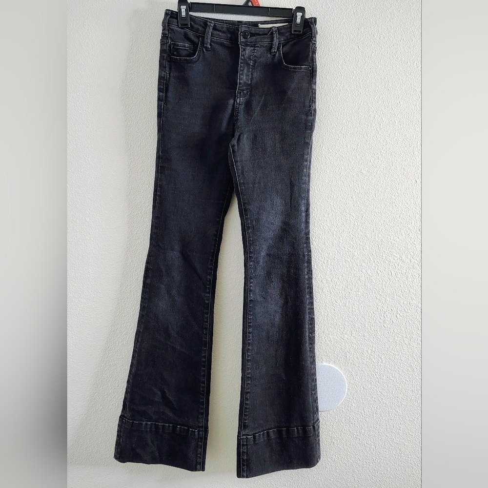 Pilcro Superscript Black Flare Bootcut Jeans Size 28 High Rise Stretch Denim